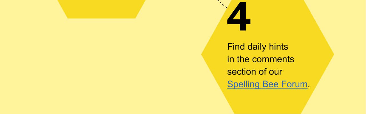 Find daily hints in the comments section of our Spelling Bee Forum.